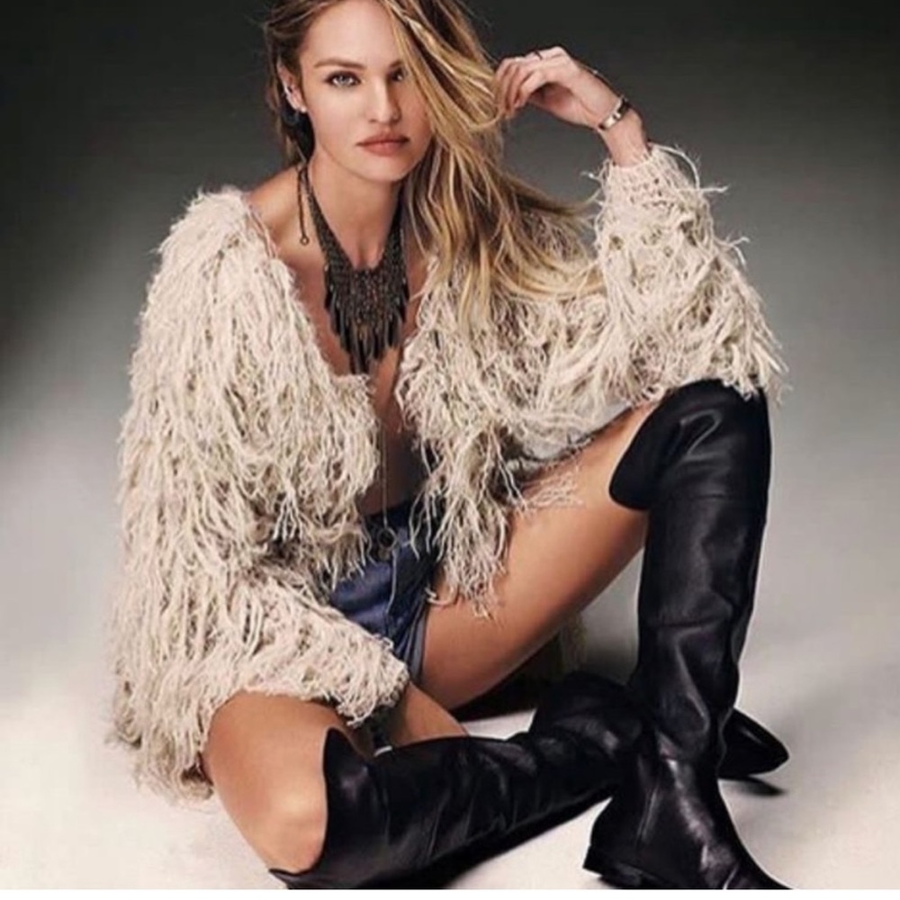 NEW Free People Shag Fur Sweater cardigan coat penny lane Coachella boho jacket